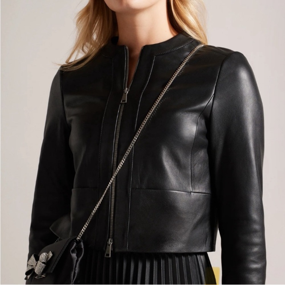 Women’s Ted Baker Leather Jacket Black Size 4 US